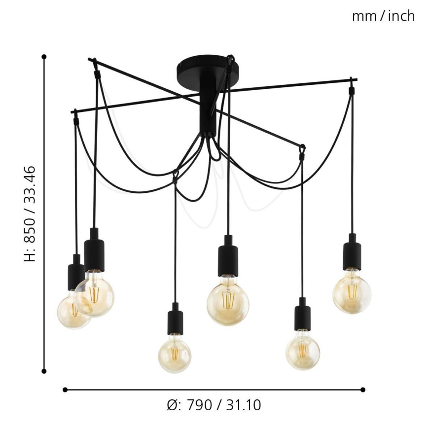 Eglo - Candeeiro suspenso 6xE27/60W/230V aranha