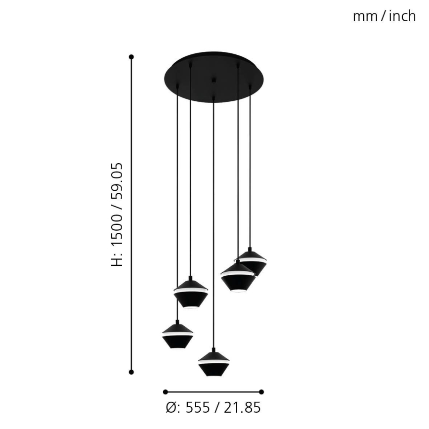Eglo - Candelabro num fio LED 5xGU10/5W/230V