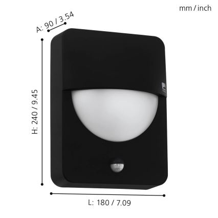 Eglo - Luz de exterior com sensor 1xE27/28W/230V IP44