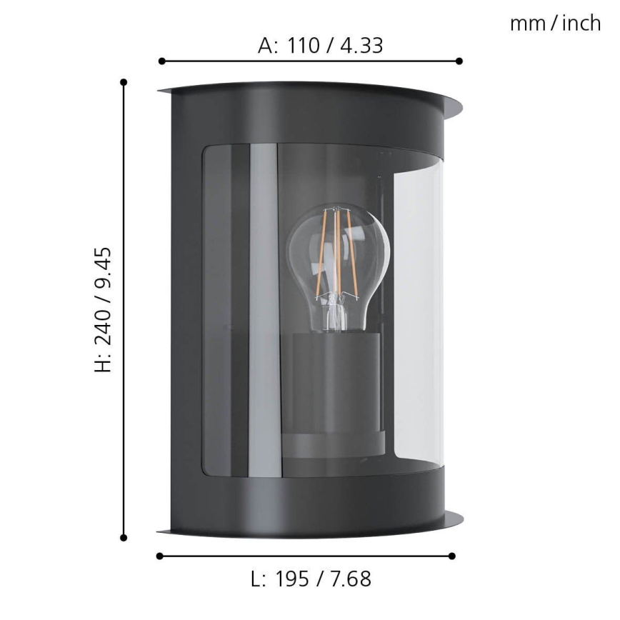 Eglo - Luz de parede de exterior 1xE27/28W/230V IP44