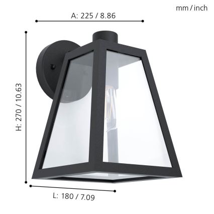Eglo - Luz de parede de exterior 1xE27/60W/230V IP44