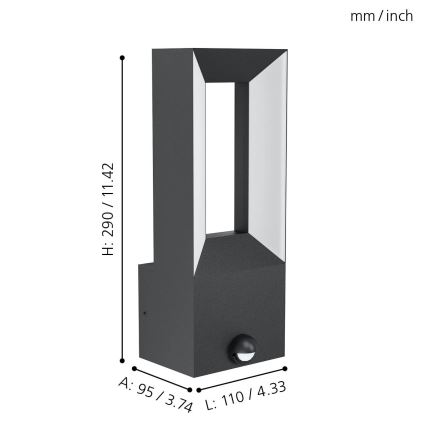 Eglo - Iluminação exterior LED com sensor 2xLED/5W/230V IP44