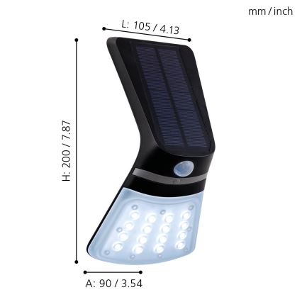 Eglo - Luz solar com um sensor LED/2W/3,7V IP44