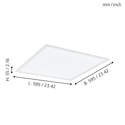 Eglo - Iluminação de teto RGBW com regulação LED/32,5W/230V 2700-6500K 60x60 cm + controlo remoto