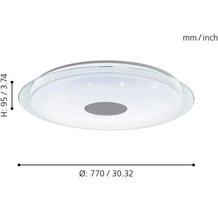 Eglo - Iluminação de teto LED RGB com regulação LANCIANO-C LED/53W/230V + CR