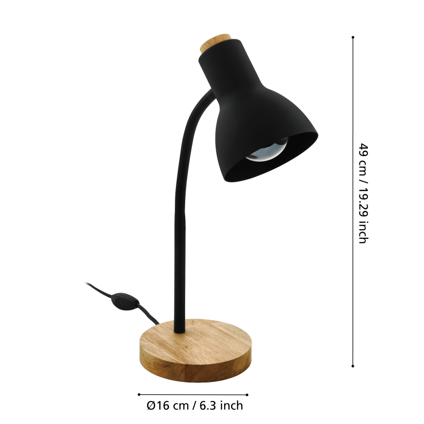 Eglo - Candeeiro de mesa 1xE27/40W/230V preto