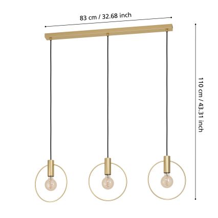 Eglo - Candelabro num fio 3xE27/40W/230V
