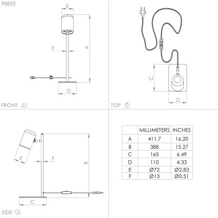 Eglo - Candeeiro de mesa LED 1xGU10/4,5W/230V preto