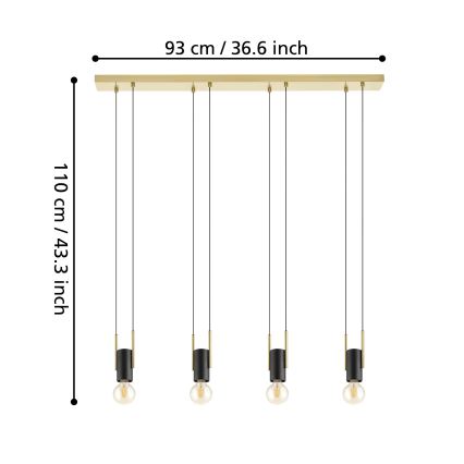 Eglo - Candelabro num fio 4xE27/40W/230V