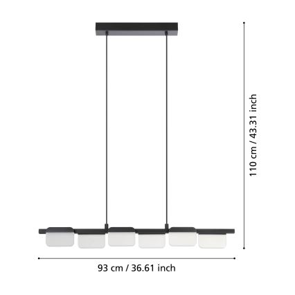 Eglo - Candelabro suspenso LED com regulação 6xLED/4,5W/230V