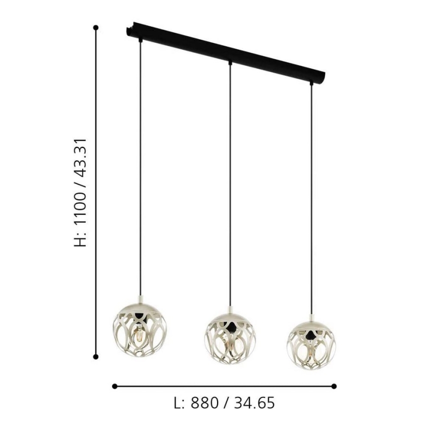 Eglo - Candelabro num fio 3xE27/60W/230V