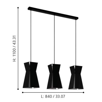 Eglo - Candelabro num fio 3xE27/40W/230V
