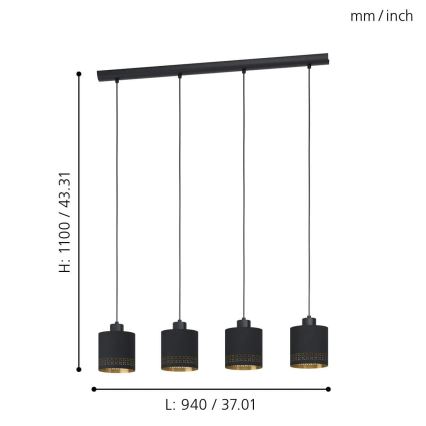 Eglo - Candelabro num fio 4xE27/28W/230V