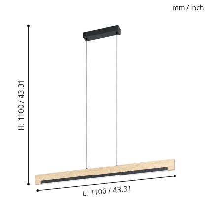 Eglo - Candelabro suspenso LED com regulação LED/25,5W/230V