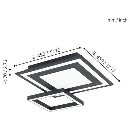 Eglo - Iluminação de teto LED RGB com regulação SAVATAEILA-C LED/20W/230V
