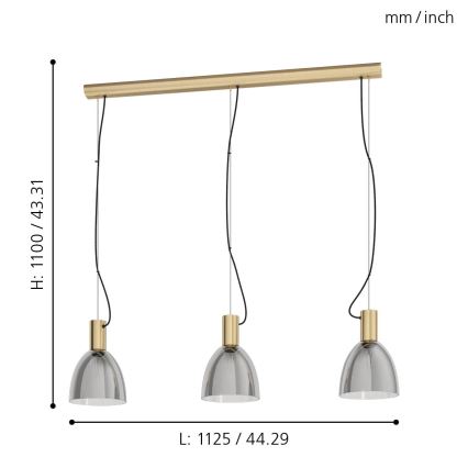Eglo - Candelabro num fio 3xE27/40W/230V