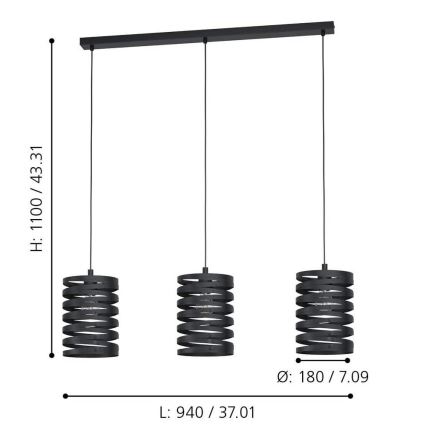 Eglo - Candelabro num fio 3xE27/40W/230V