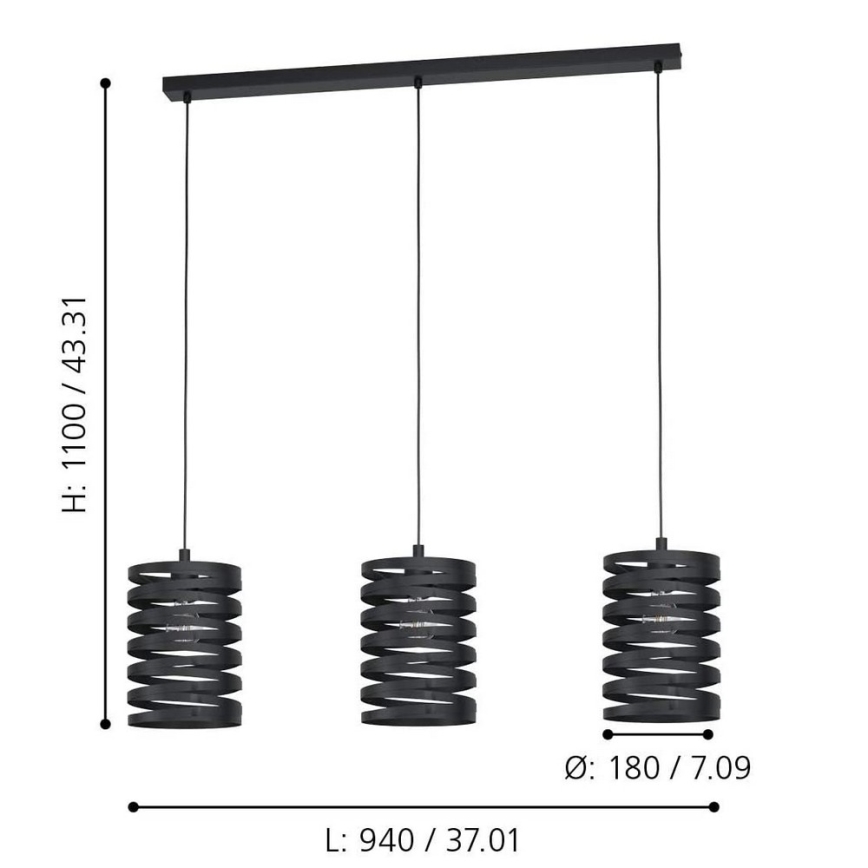 Eglo - Candelabro num fio 3xE27/40W/230V