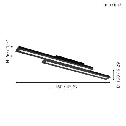 Eglo - Iluminação de teto LED RGB com regulação SALITERAS-C 2xLED/10W/230V