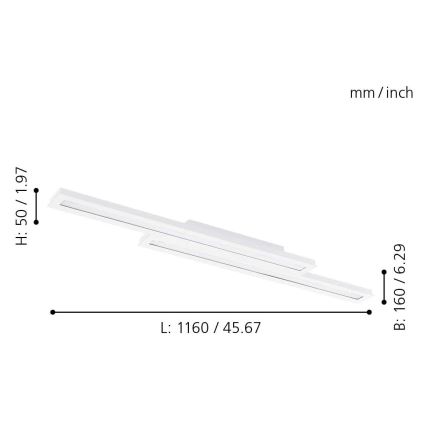 Eglo - Iluminação de teto LED RGB com regulação SALITERAS-C 2xLED/10W/230V