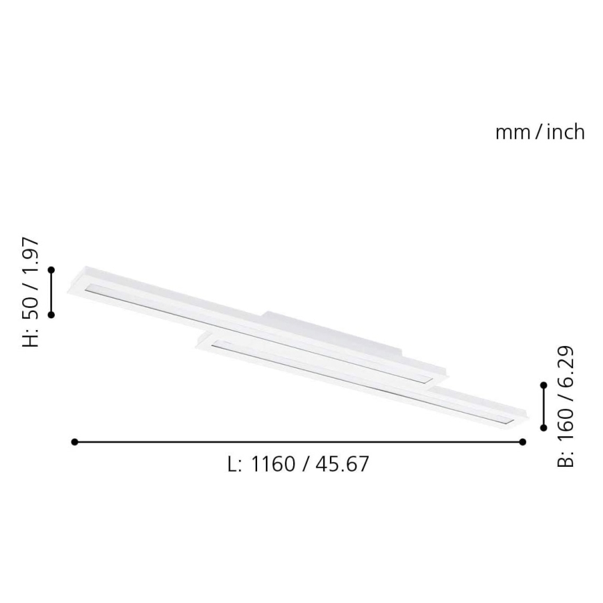 Eglo - Iluminação de teto LED RGB com regulação SALITERAS-C 2xLED/10W/230V