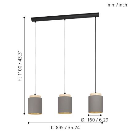 Eglo - Candelabro num fio 3xE27/40W/230V