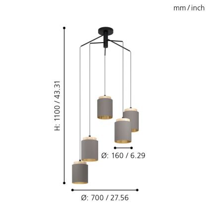 Eglo - Candeeiro suspenso 5xE27/40W/230V aranha