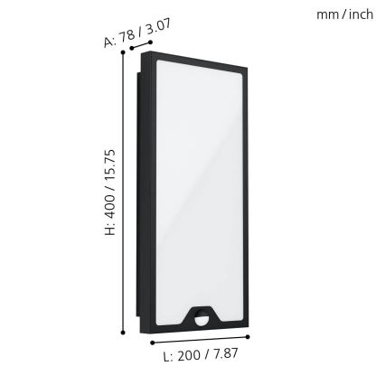 Eglo - Iluminação exterior LED com sensor LED/16W/230V IP44