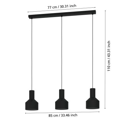 Eglo - Candelabro suspenso 3xE27/40W/230V