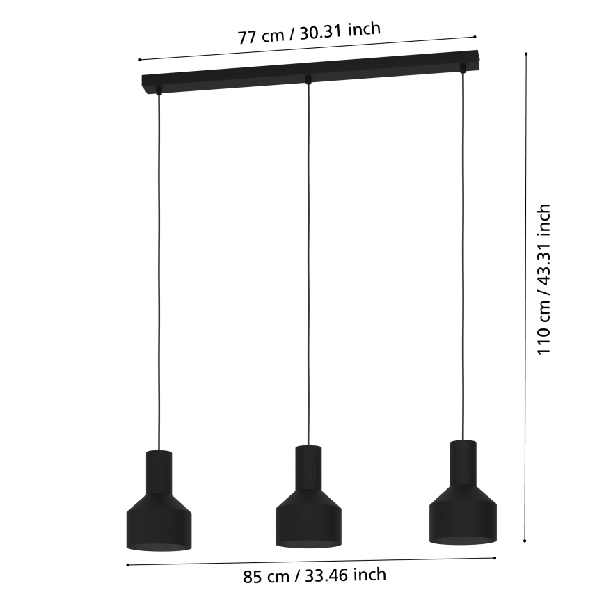 Eglo - Candelabro suspenso 3xE27/40W/230V