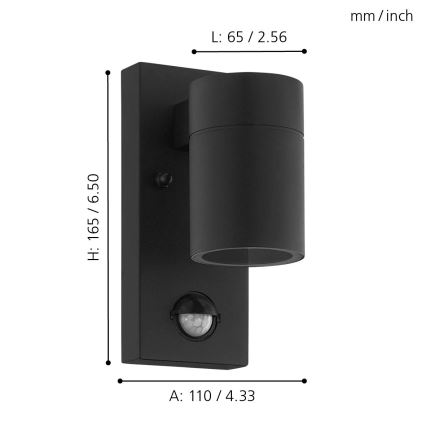 Eglo - Iluminação de parede exterior LED com sensor 1xGU10/3W/230V IP44
