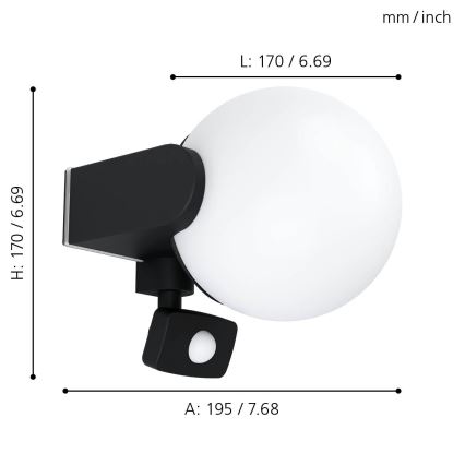 Eglo - Iluminação de parede exterior com sensor 1xE27/15W/230V IP44