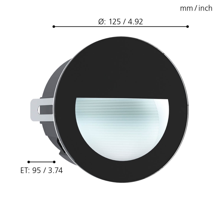Eglo - Iluminação exterior embutida LED LED/2,5W/230V IP65 preta