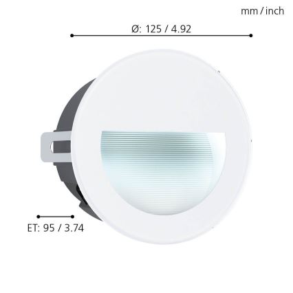 Eglo - Iluminação exterior embutida LED LED/2,5W/230V IP65 branca