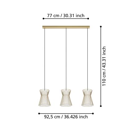 Eglo - Candelabro suspenso 3xE27/40W/230V dourado