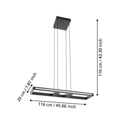 Eglo - Candeeiro suspenso LED com regulação LED/21W/230V 2700-6500K