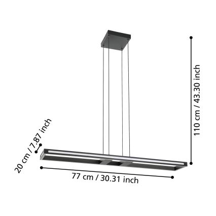 Eglo - Candeeiro suspenso LED com regulação LED/33W/230V 2700-6500K