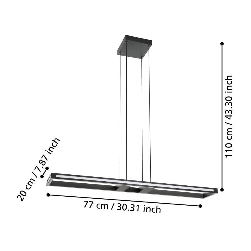 Eglo - Candeeiro suspenso LED com regulação LED/33W/230V 2700-6500K
