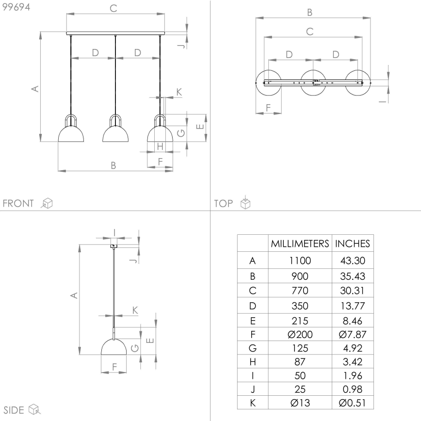 Eglo - Candelabro suspenso 3xE27/40W/230V preto