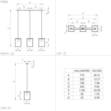 Eglo - Candelabro suspenso 3xE27/40W/230V