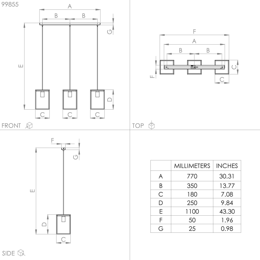 Eglo - Candelabro suspenso 3xE27/40W/230V