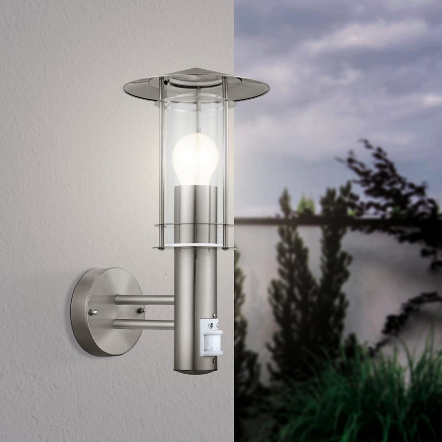 EGLO - Aplique de parede externo com sensor 1xE27/60W/230V IP44