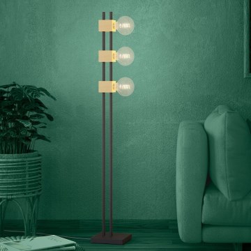 Eglo - Candeeiro de chão 3xE27/40W/230V preto/castanho