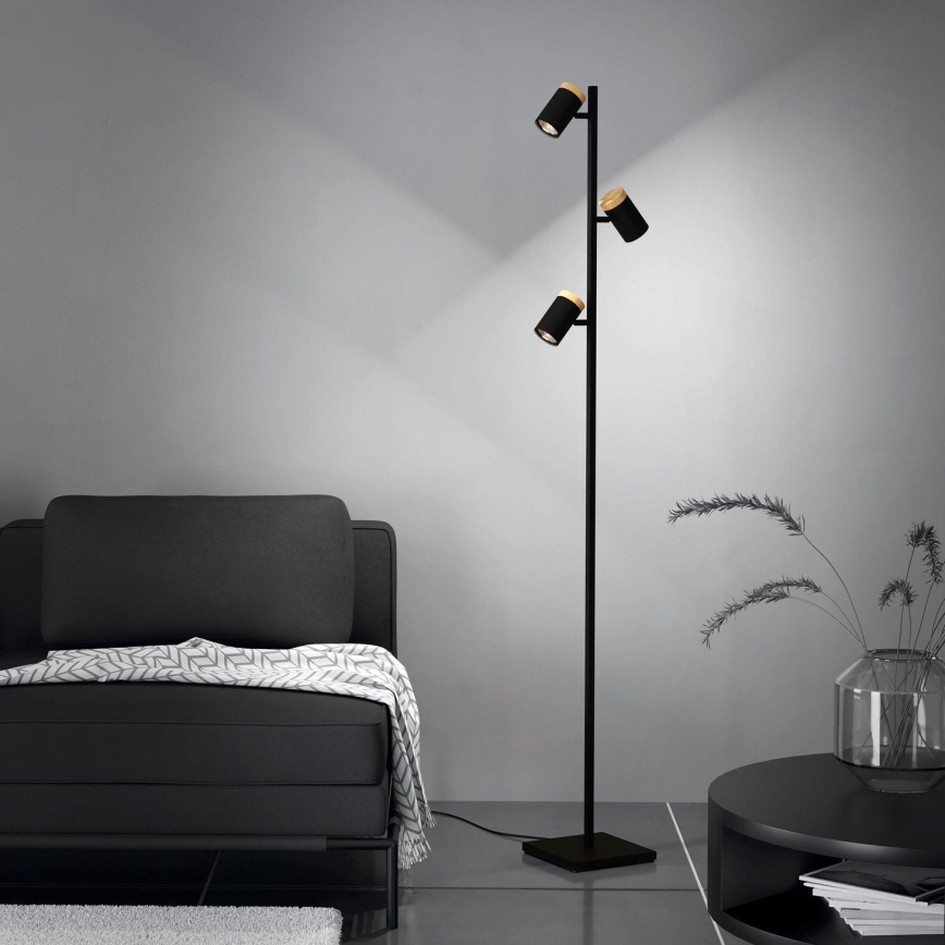 Eglo - Candeeiro de chão LED 3xGU10/4,5W/230V 3000K preto/castanho