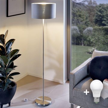 Eglo - Candeeiro de chão LED  TUNJA 1xE27/60W/230V cromado mate/cinzento