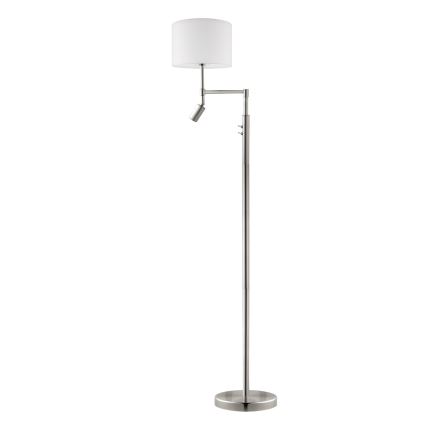 Eglo - Candeeiro de chão LED TUNJA 1xE27/60W/230V + LED/2,1W diâmetro 30 cm cromado mate/branco
