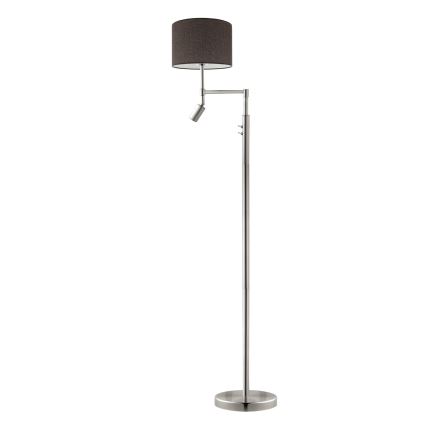 Eglo - Candeeiro de chão LED TUNJA 1xE27/60W/230V + LED/2,1W diâmetro 30 cm cromado mate/castanho