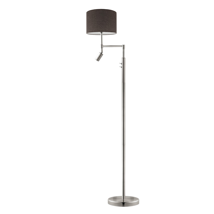 Eglo - Candeeiro de chão LED TUNJA 1xE27/60W/230V + LED/2,1W diâmetro 30 cm cromado mate/castanho