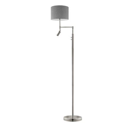 Eglo - Candeeiro de chão LED TUNJA 1xE27/60W/230V + LED/2,1W diâmetro 30 cm cromado mate/cinzento