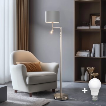 Eglo - Candeeiro de chão LED TUNJA 1xE27/60W/230V + LED/2,1W diâmetro 30 cm cromado mate/cinzento
